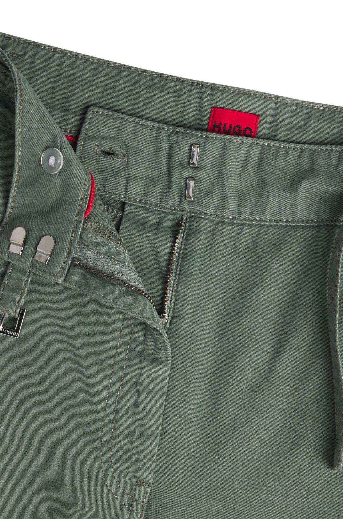 Regular-fit wide-leg trousers in cotton twill Product Image