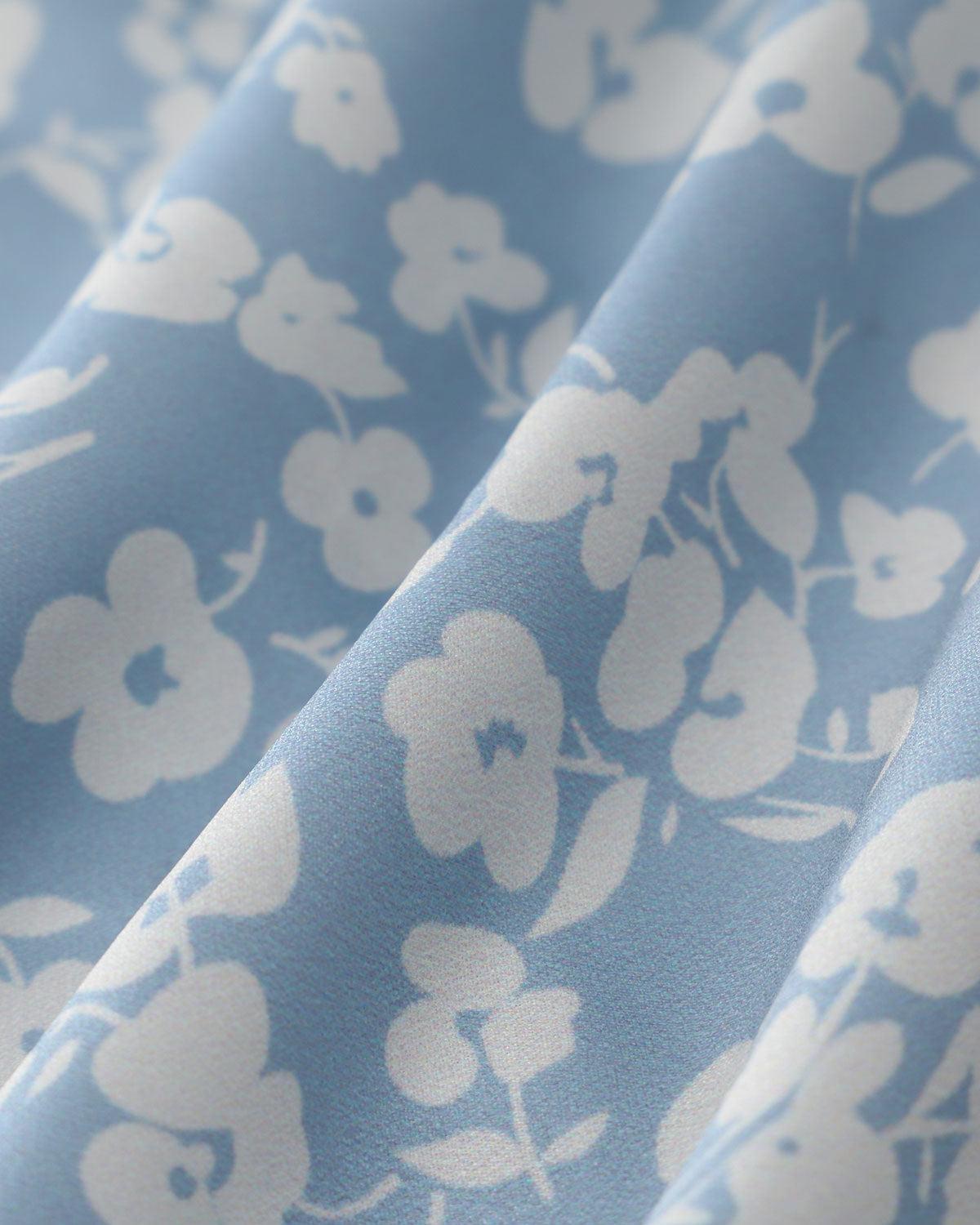 Blue Floral V-Neck Blouse Product Image