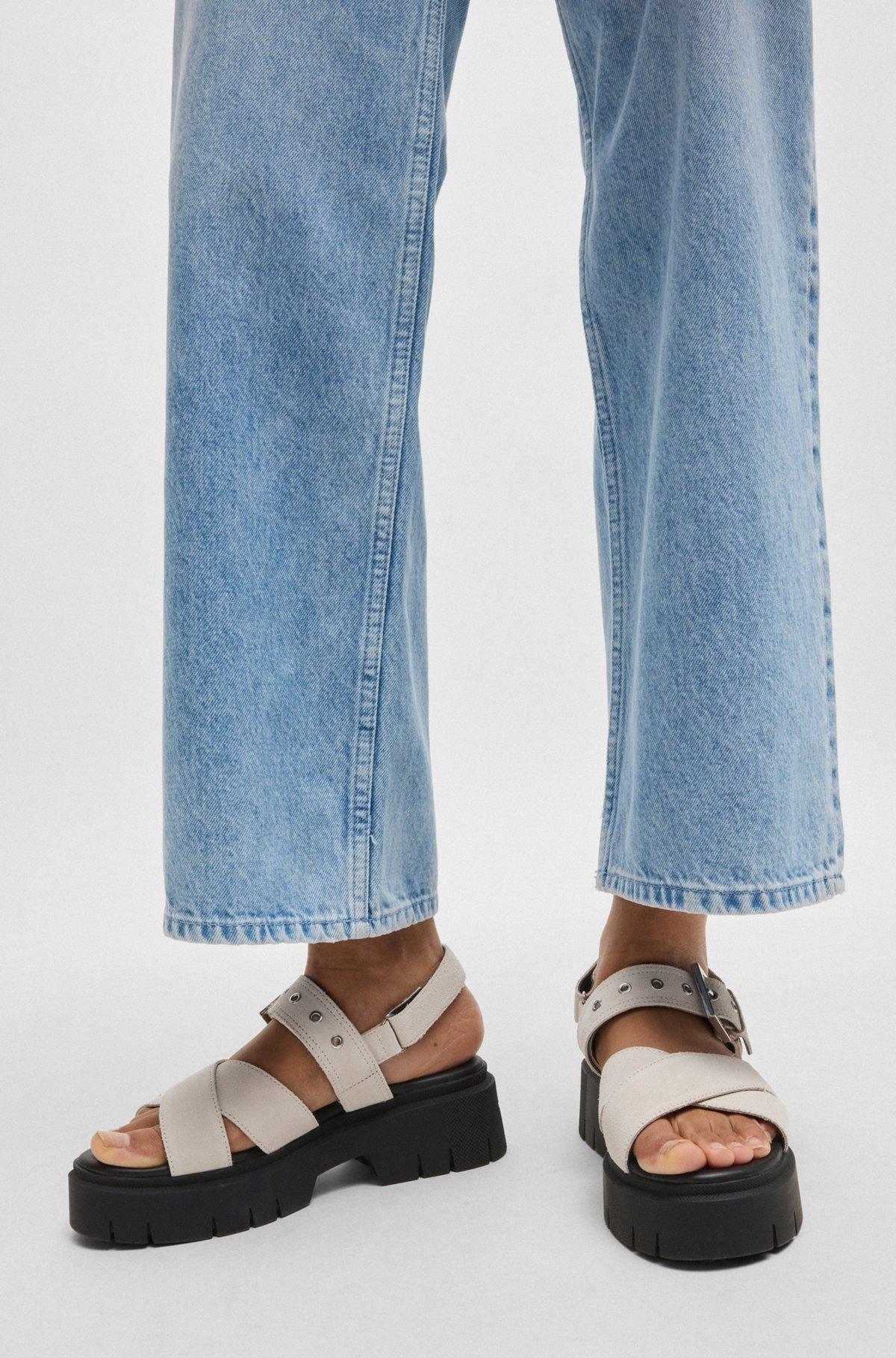 Suede sandals with buckled strap and chunky sole Product Image