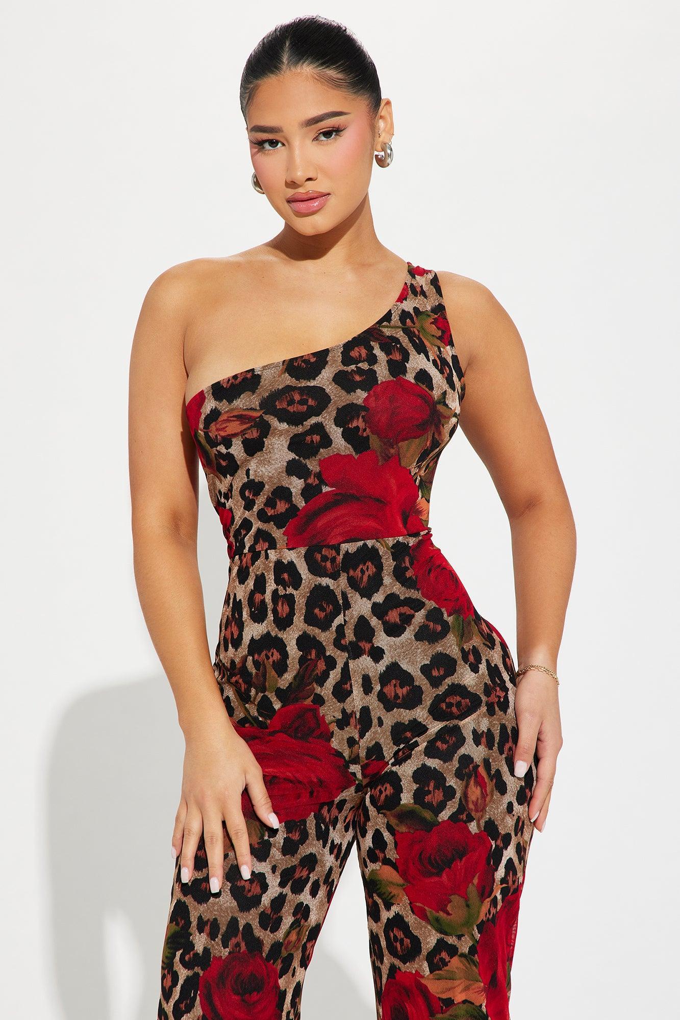 Leopard Rose Jumpsuit - Brown/combo Product Image