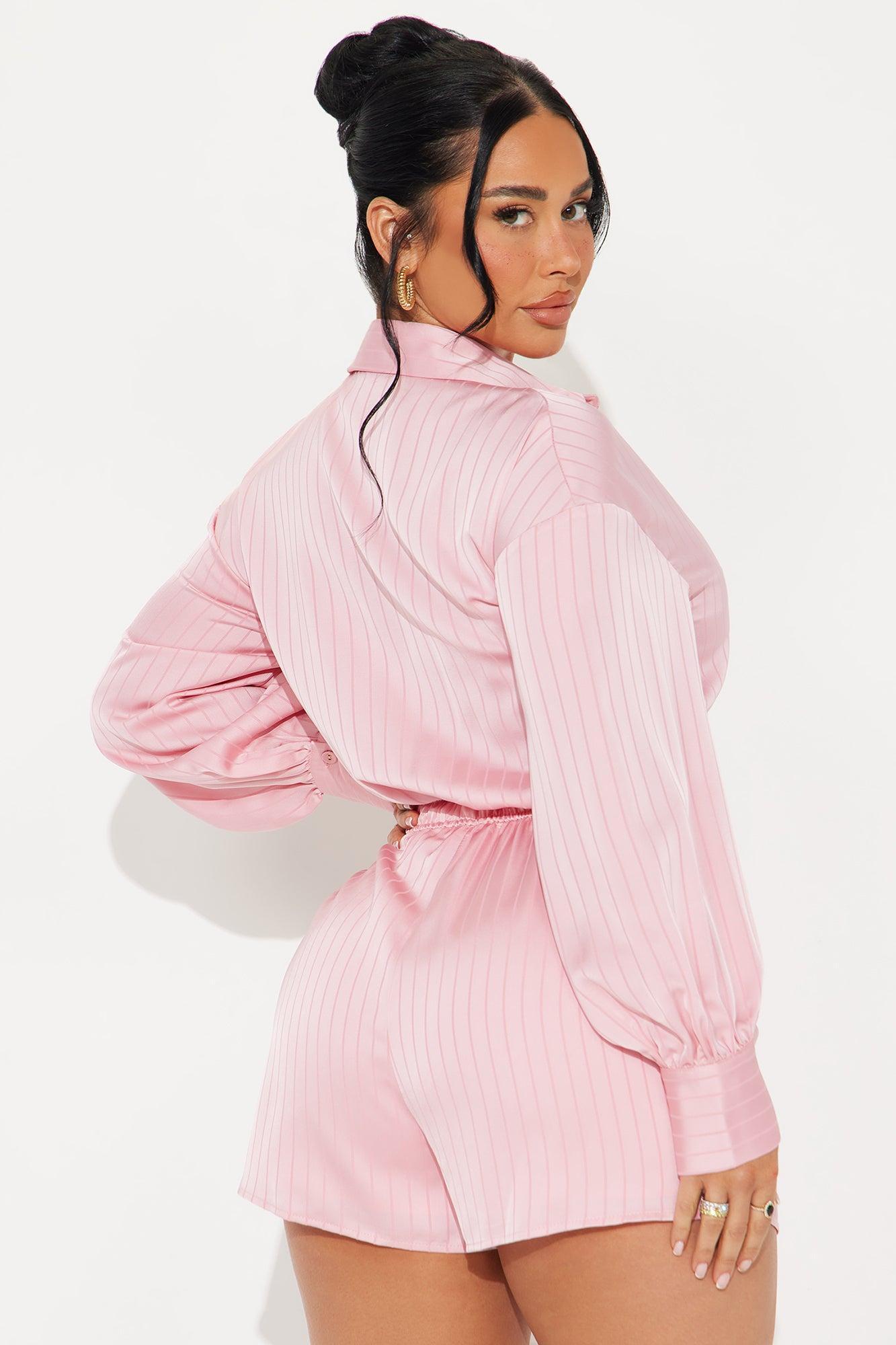 Sonya Satin Romper - Pink Product Image
