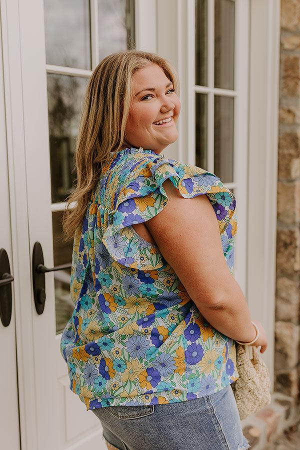 Floral Galore Shift Top In Blue Curves Product Image