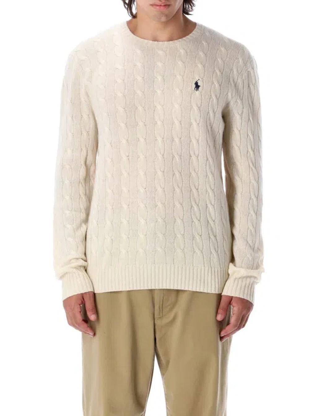 POLO RALPH LAUREN Cable Knit Sweater In Andover Cream Product Image