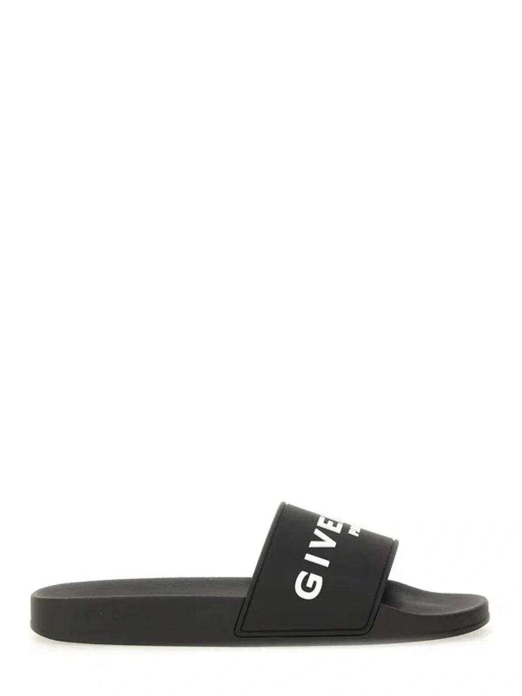 Black Logo-Print Pool Slides Product Image