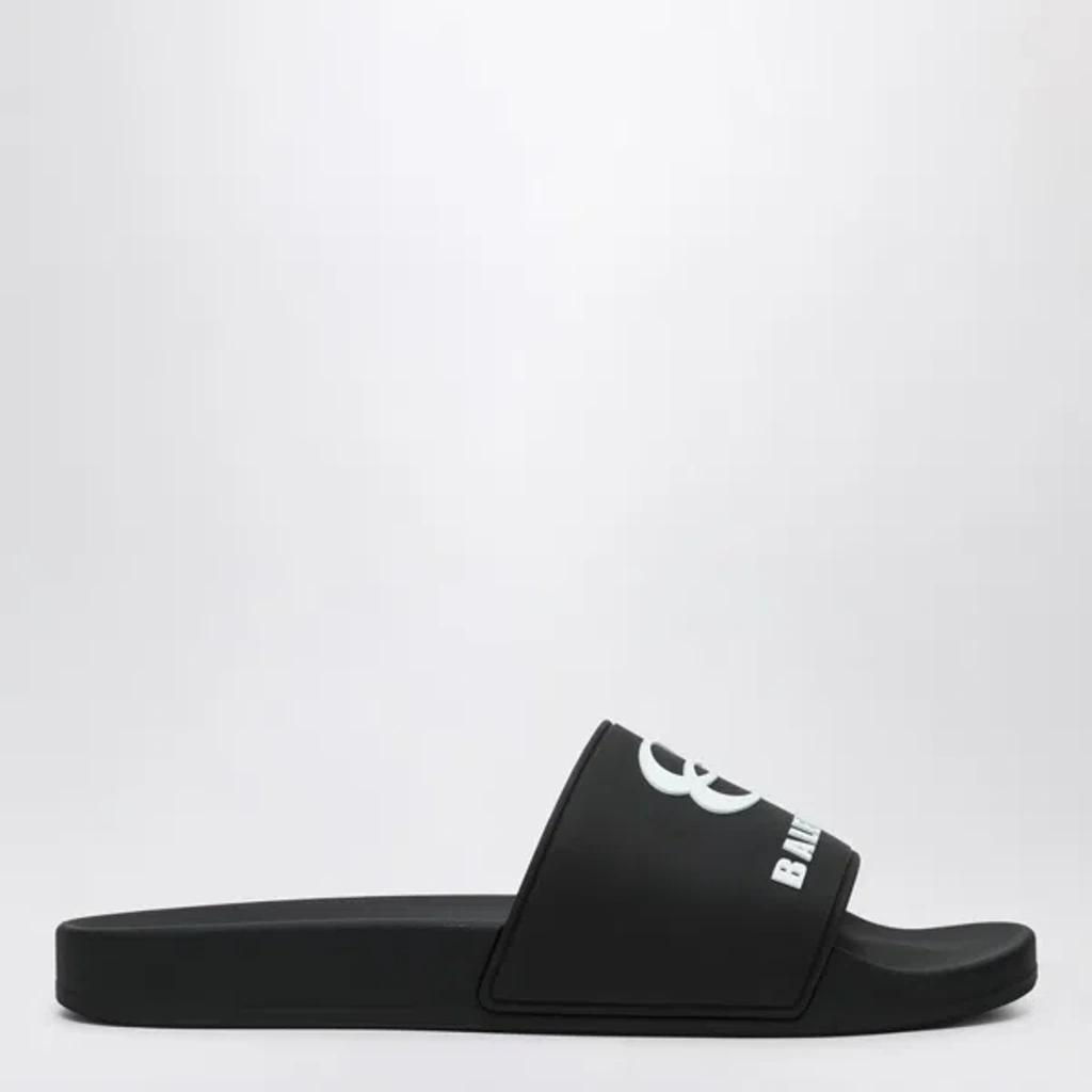 BALENCIAGA Rubber Slide Sandals For The Pool Men In Black White Product Image
