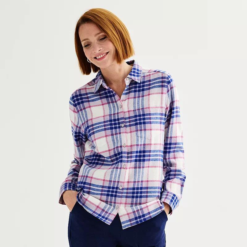 Women's Croft & Barrow® The Extra Soft Plaid Flannel Shirt, Size: XXL, Purple Fall Plaid Product Image