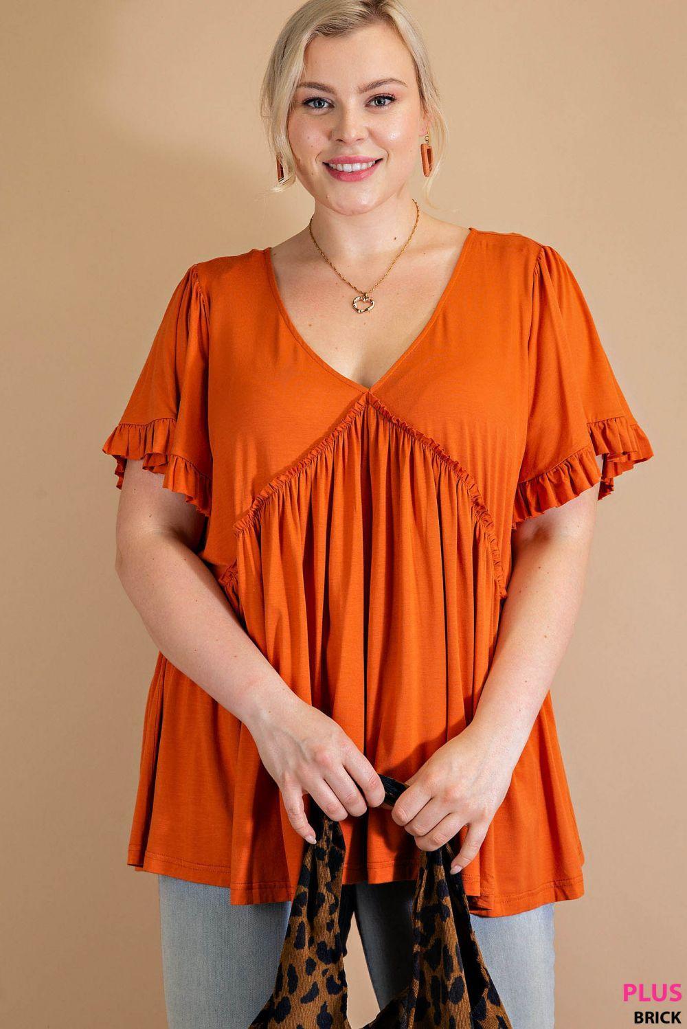 7275   Gracie Bell Sleeve Ruffle Top - Reg & Plus! Product Image