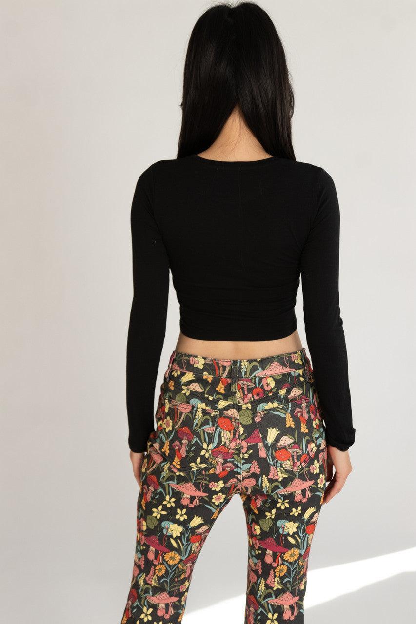 Long Sleeve Crew Neck Crop Top Product Image