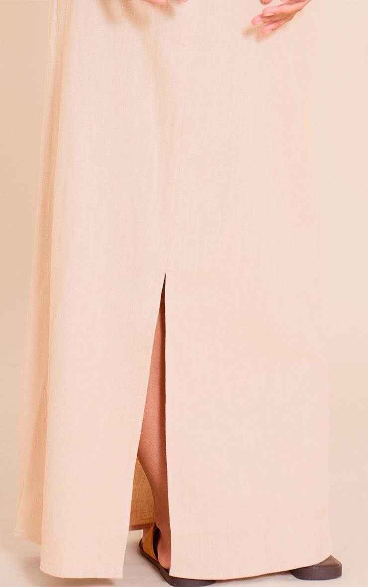 Petite Natural Premium Linen Look Drawstring Maxi Skirt Product Image