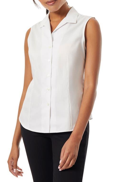 Jones New York Sleeveless Button Front Collared Blouse Product Image