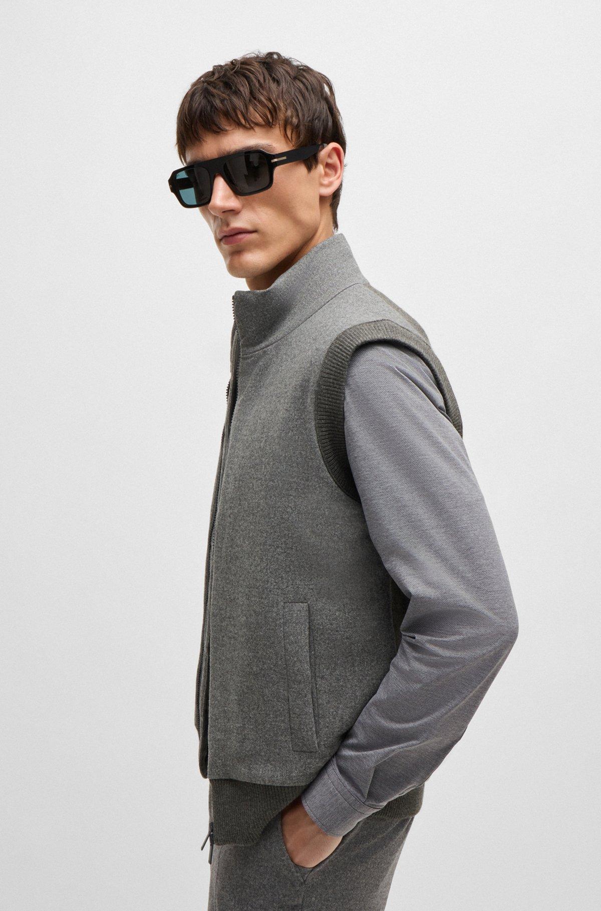 Regular-fit gilet with brushed-flannel front Product Image