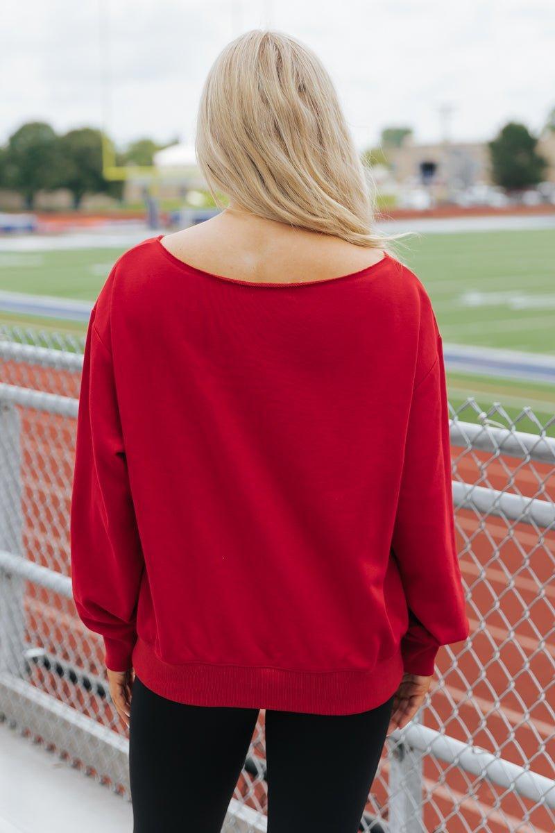 Red Indiana Boat Neck Sweatshirt - FINAL SALE Product Image