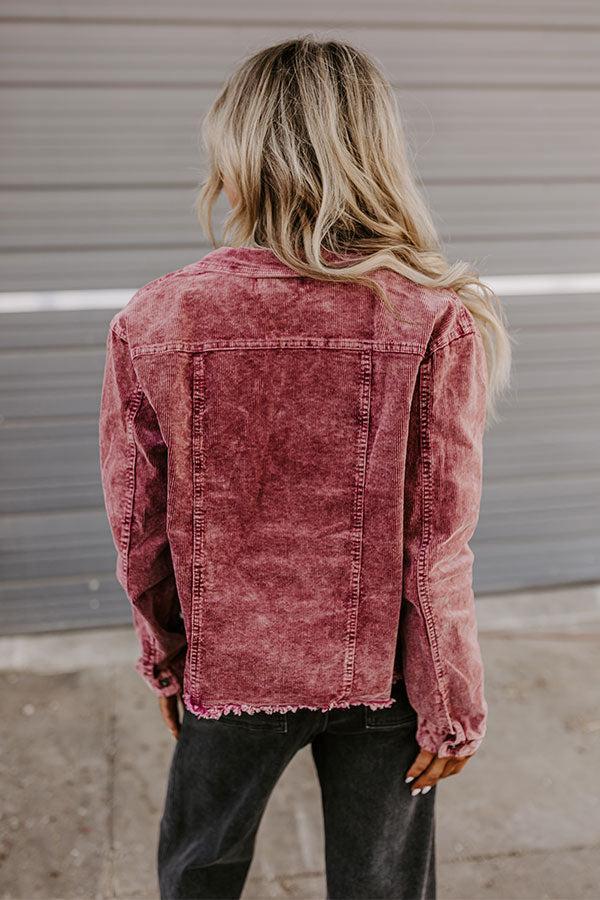 Hayride Honey Corduroy Jacket in Maroon Product Image