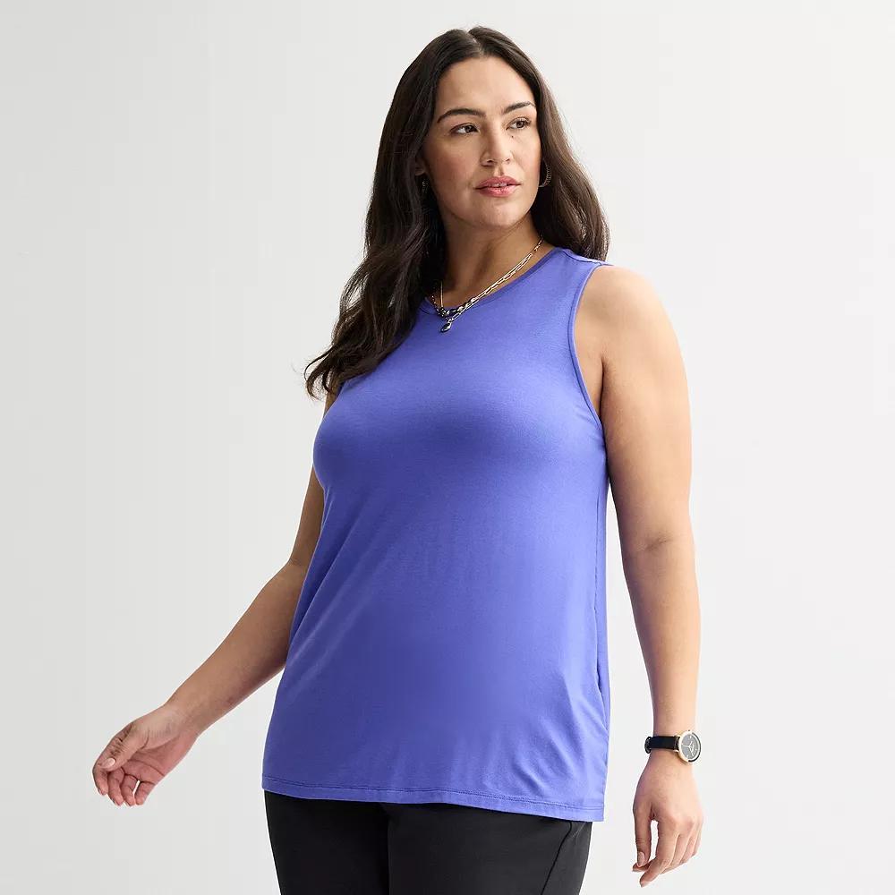 Plus Size Nine West Essential Easy High-Neck Tank, Women's, Size: 0X, Wesley Purple Product Image