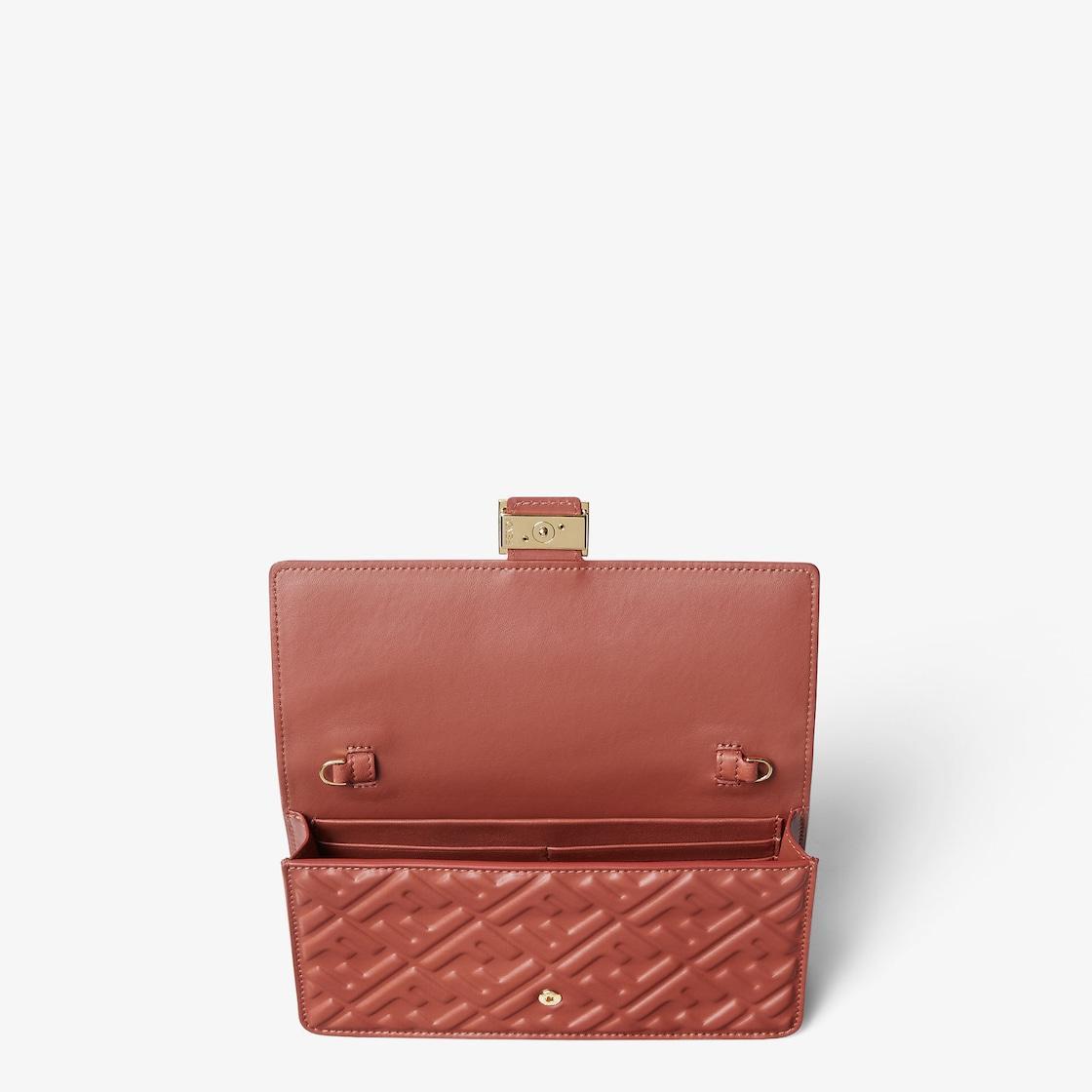 Wallet On Chain BaguetteSienna brown nappa leather wallet with FF motif Product Image