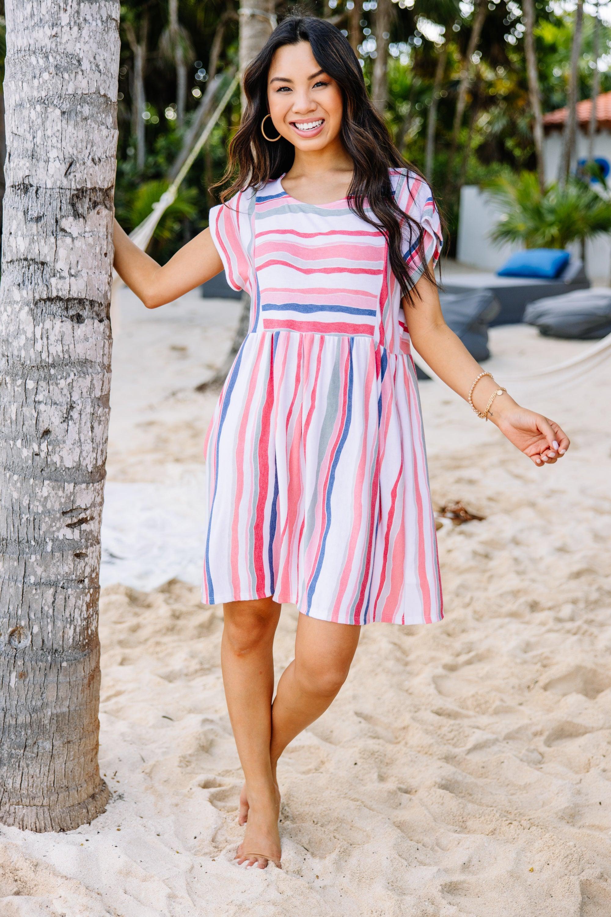 Let's Go Westward Pink Striped Dress Female Product Image