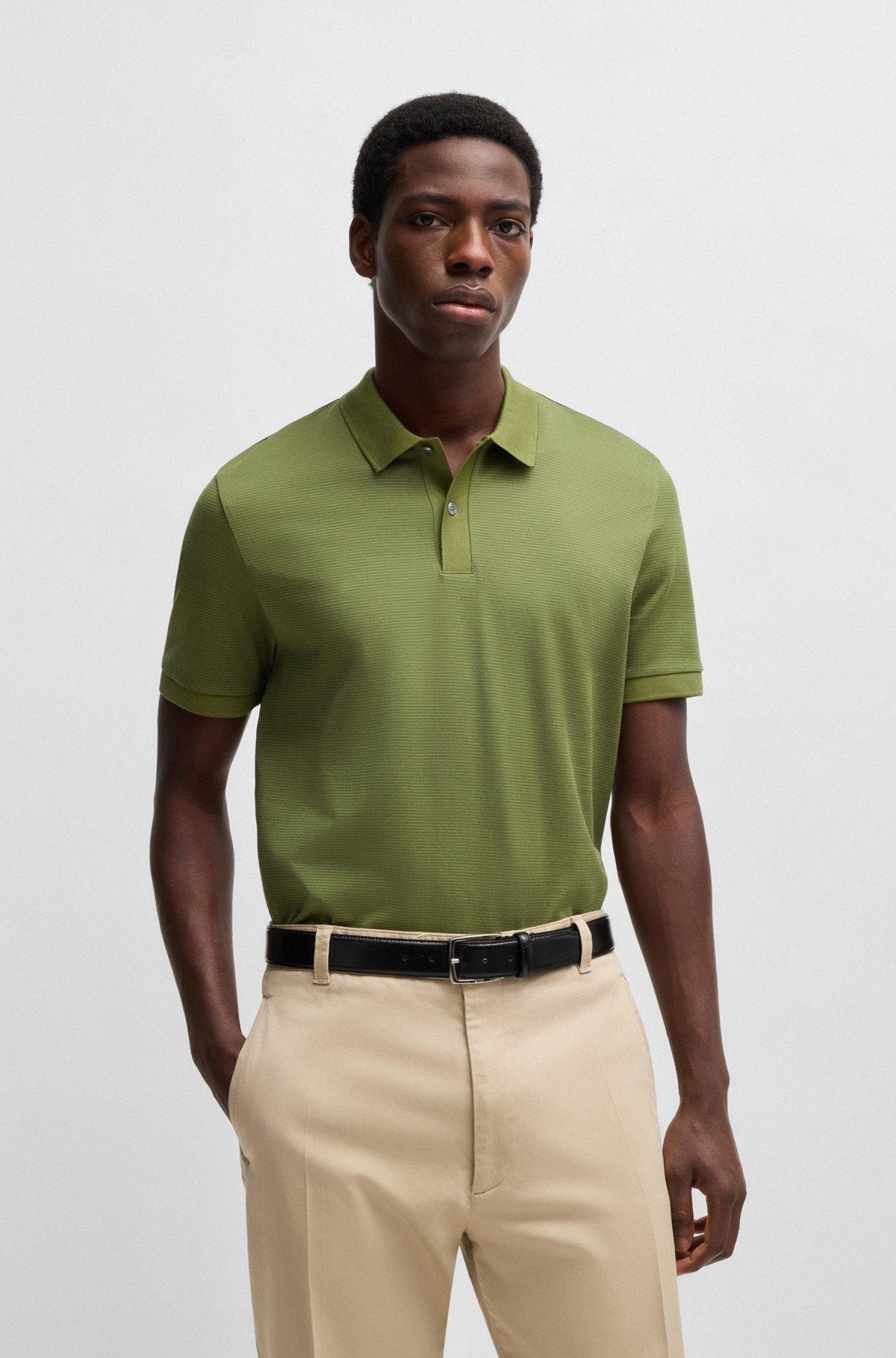 Micro-pattern polo shirt in mercerised cotton Product Image