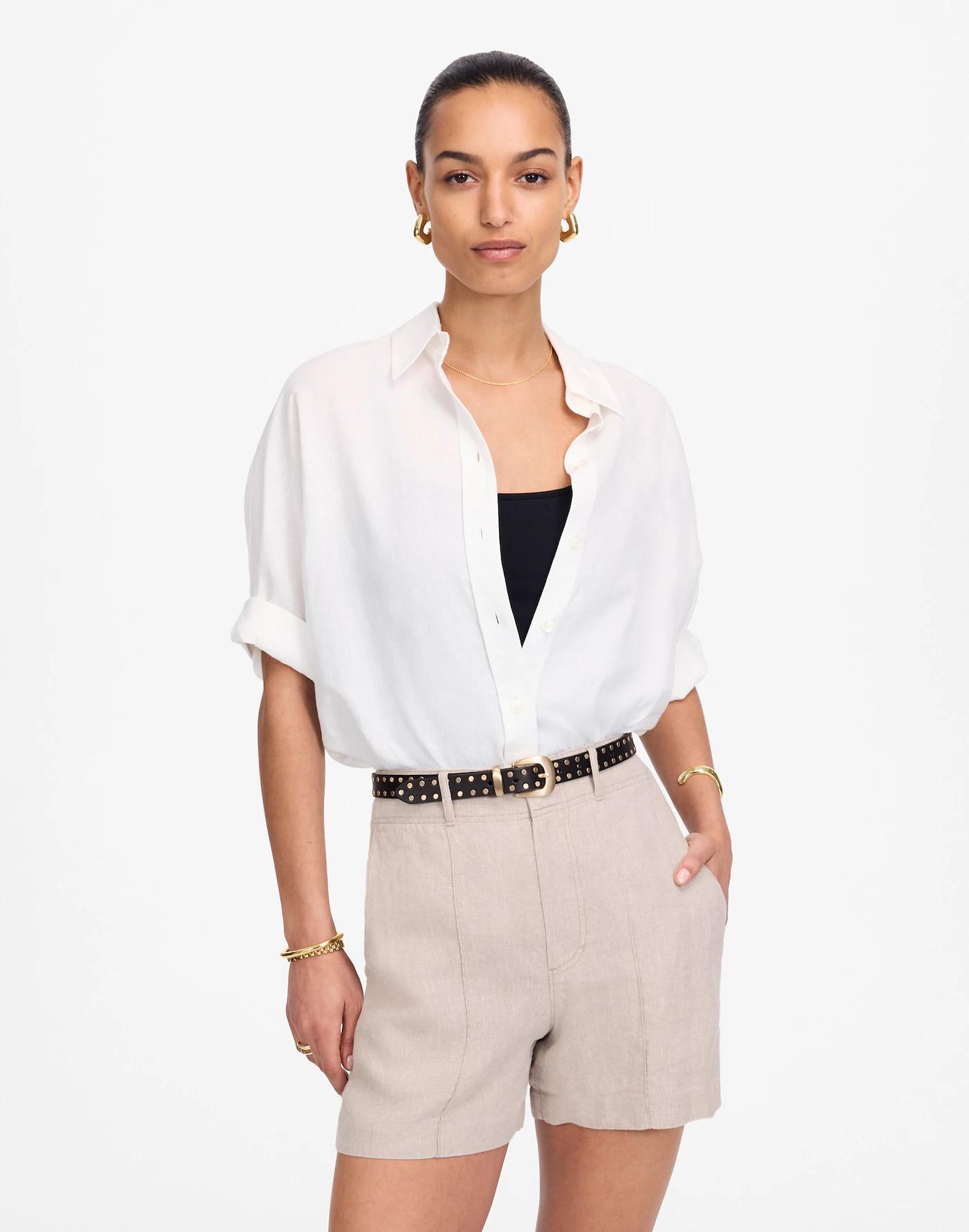 Pintucked Shorts in 100% Linen Product Image