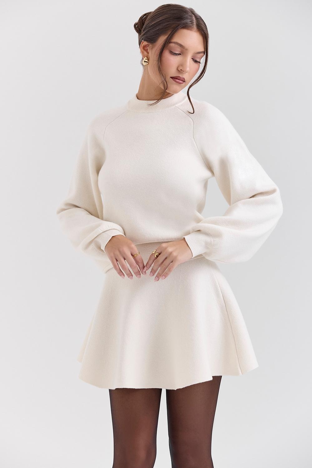 Cressida Cream Wool Cashmere Heavy Knit Sweater Product Image