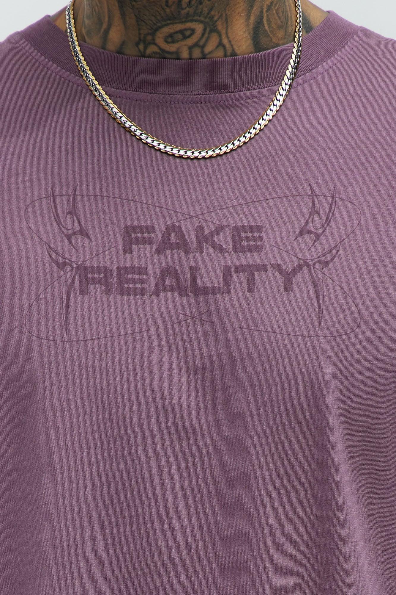 Fake Reality Oversized Short Sleeve Tee - Purple Product Image