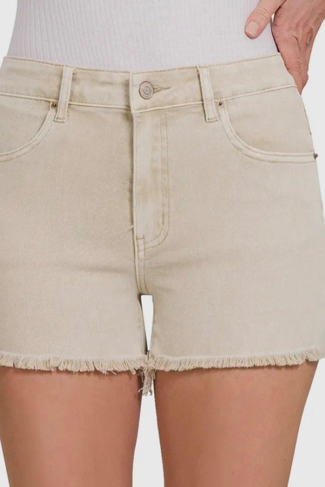 Beige Denim Shorts Product Image