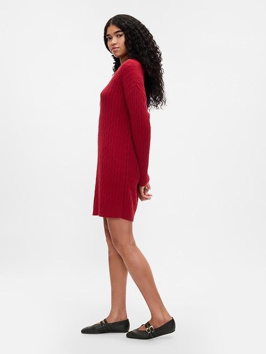 CashSoft Cable-Knit Mini Sweater Dress Product Image