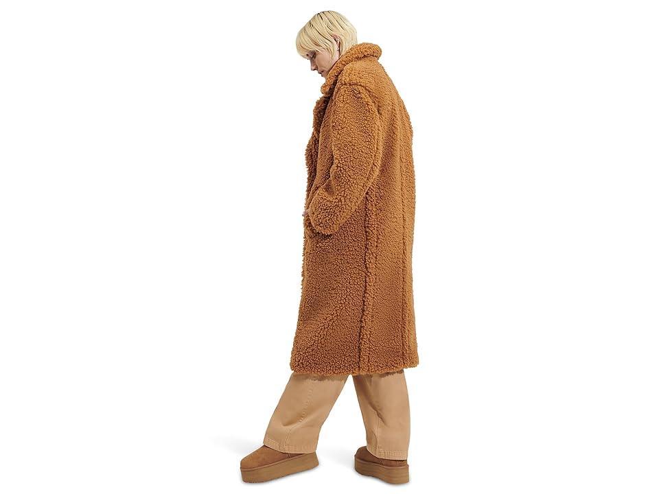 UGG Gertrude Long Teddy Coat (Chestnut) Women's Coat Product Image