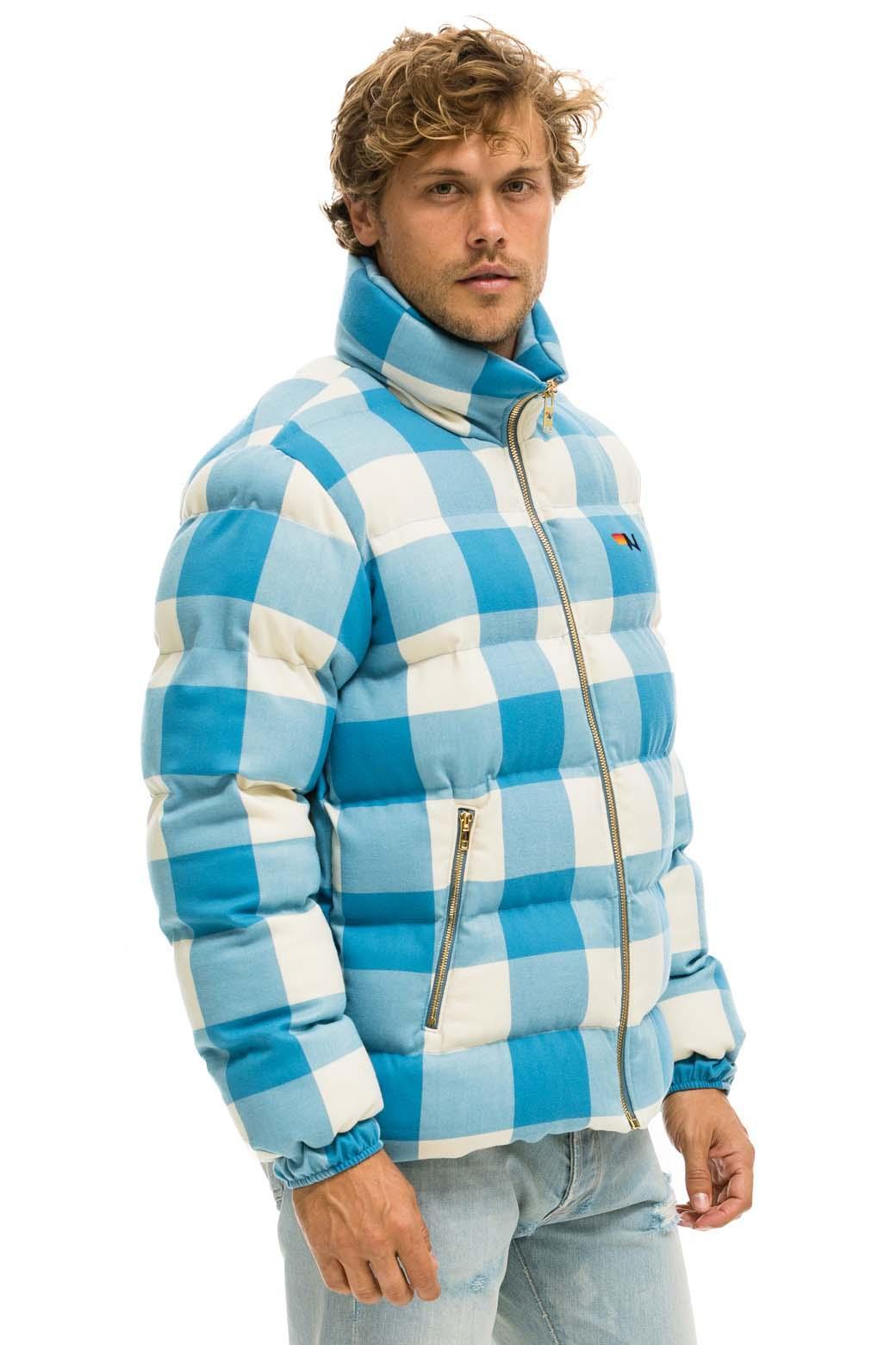 UNISEX PLAID TRAVELER JACKET - SKY PLAID Unisex Product Image