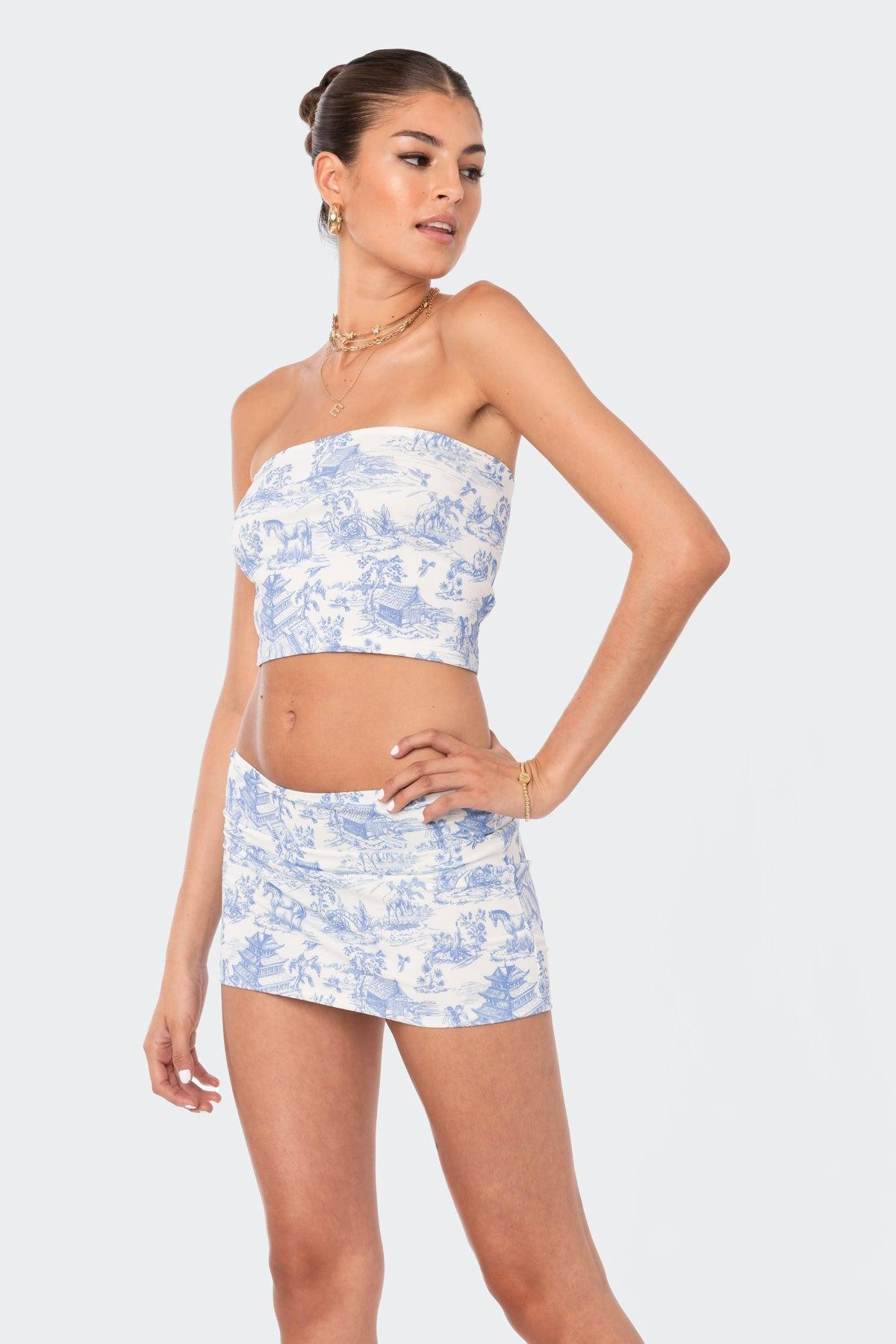 Delft Print Strapless Top Product Image