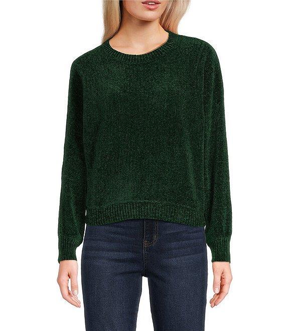 Double Zero Long Sleeve Vibe Check Shiny Chenille Sweater Product Image