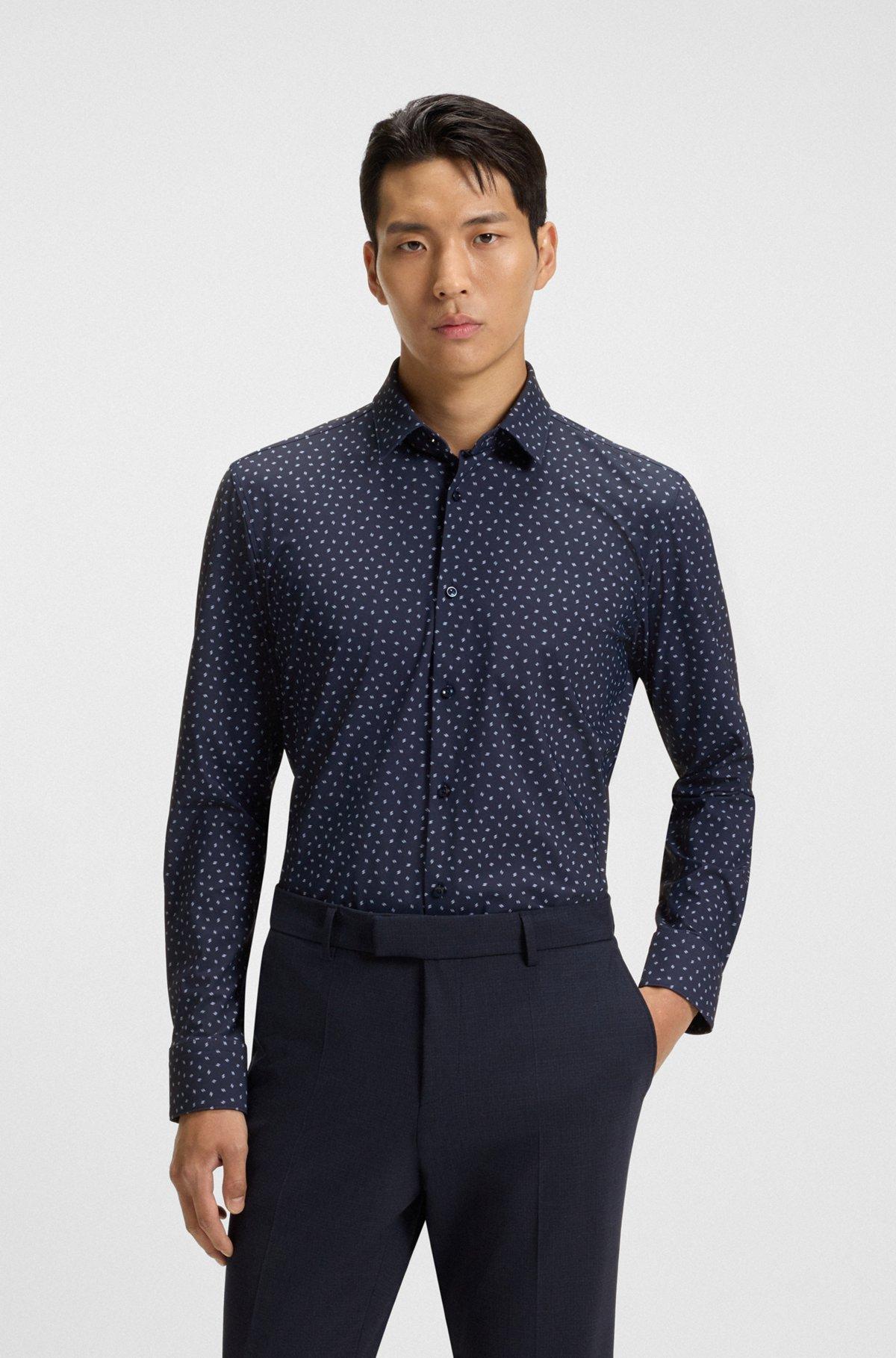 Slim-fit shirt in printed performance-stretch jersey Product Image