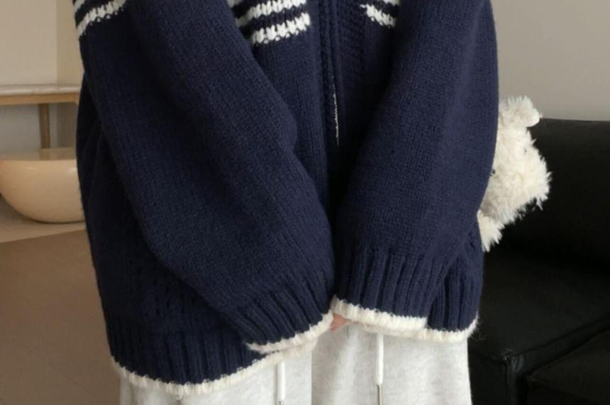 Striped Zip Cardigan Product Image