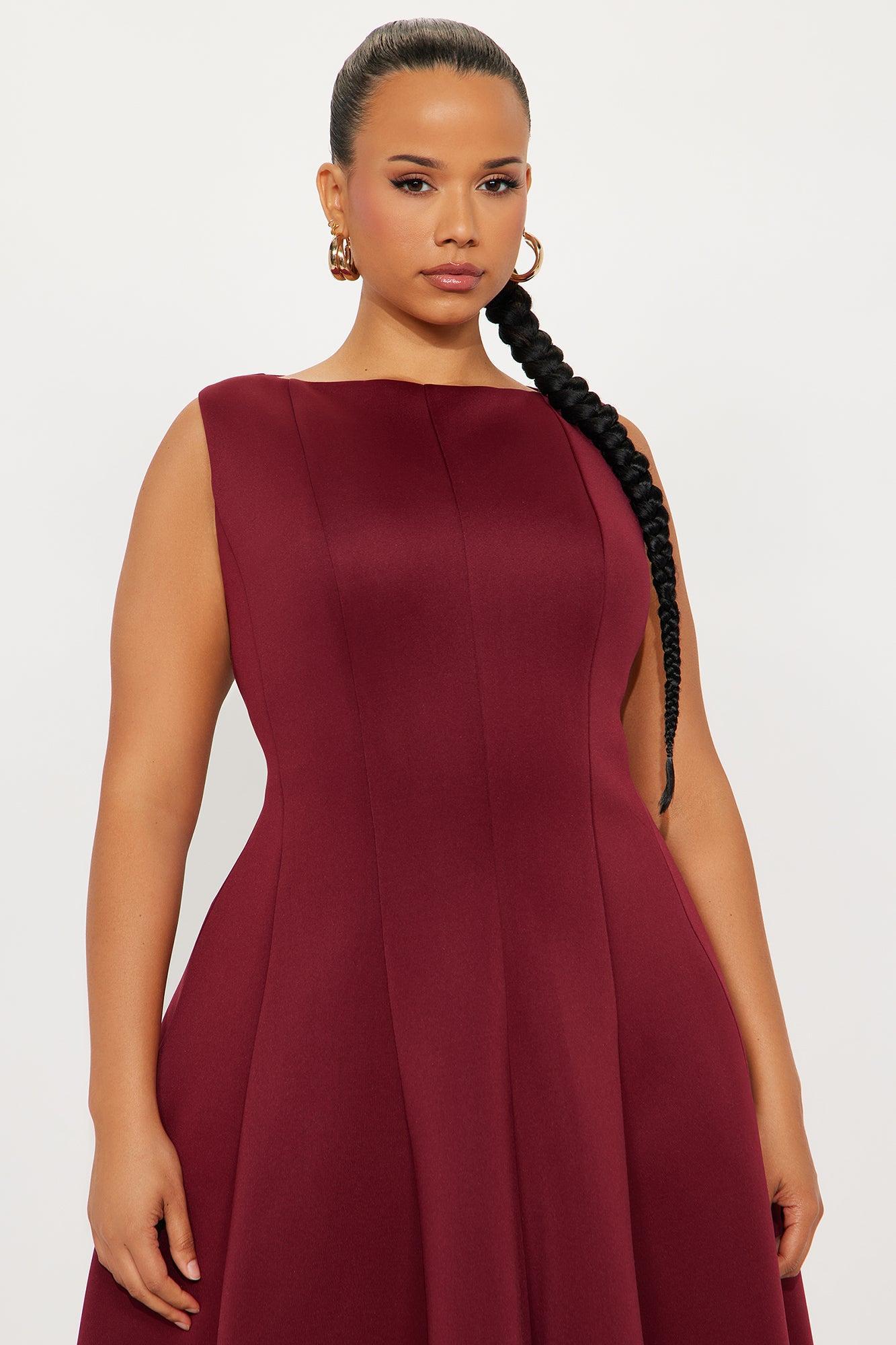 Sweet Sunday Pleated Midi Dress - Wine Female Product Image