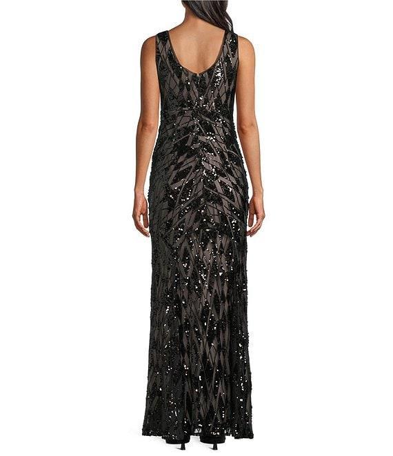 R & M Richards Embroidered Power Mesh Sequin Dress Product Image