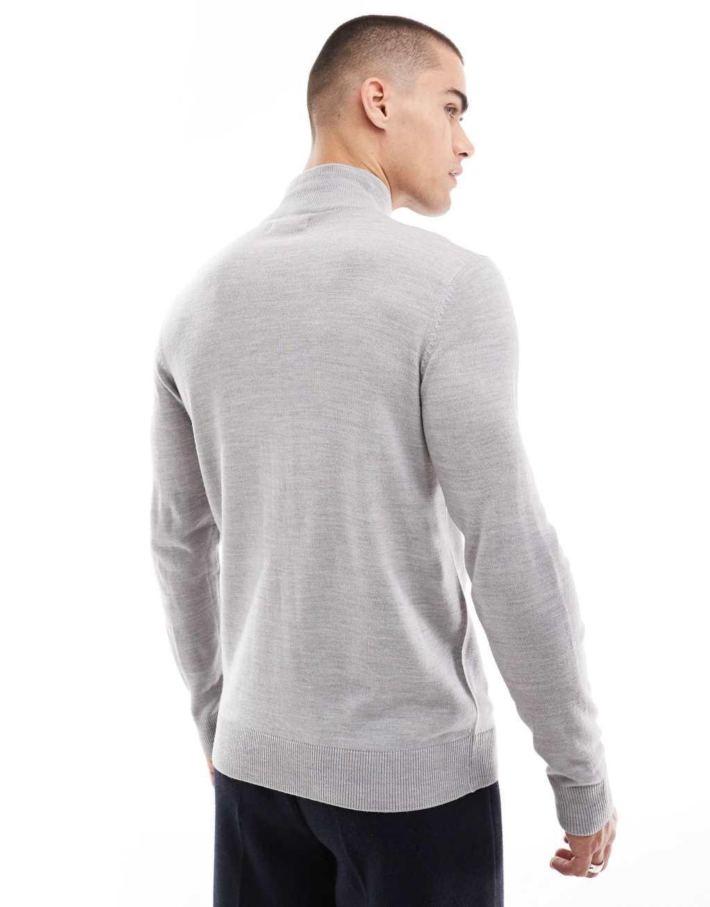 French Connection soft touch half zip sweater in light gray Product Image