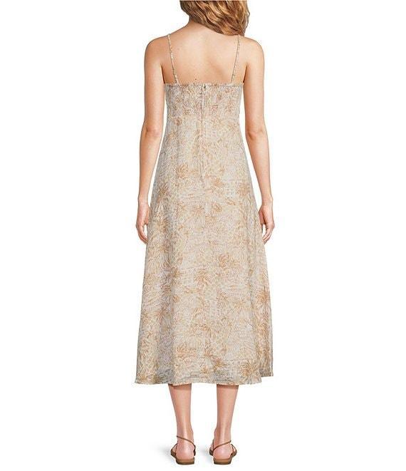 Lilly Pulitzer Jorgian Woven Linen Printed Square Neck Sleeveless Midi A-Line Dress Product Image