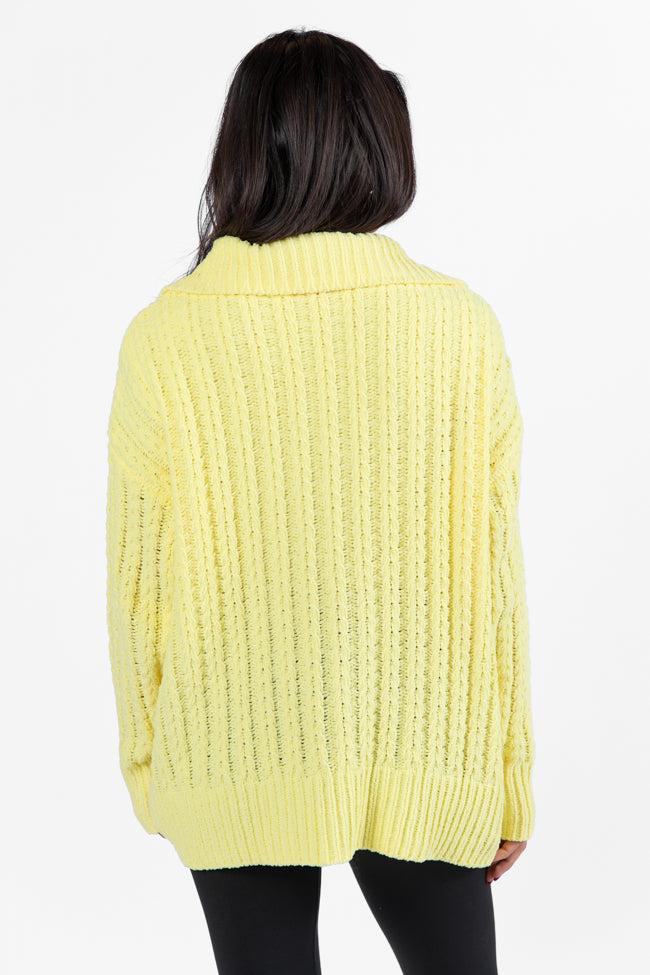 Forever Yours Yellow Cable Knit Chenille Quarter Zip Sweater SALE Product Image