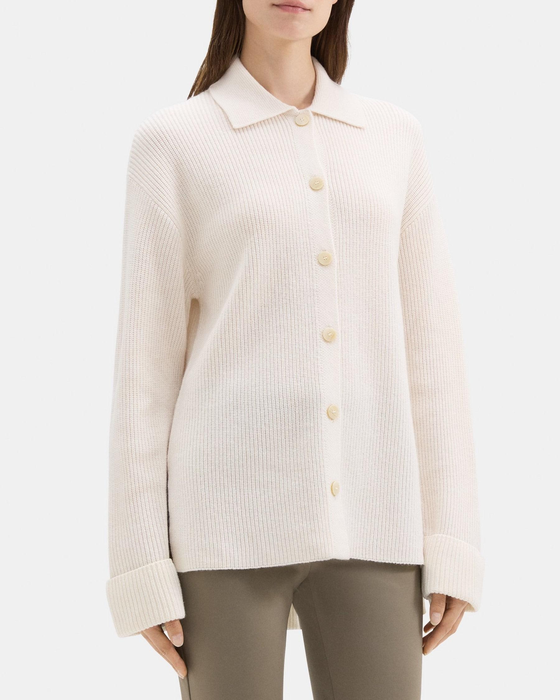 Polo Cardigan in Wool-Cashmere Product Image