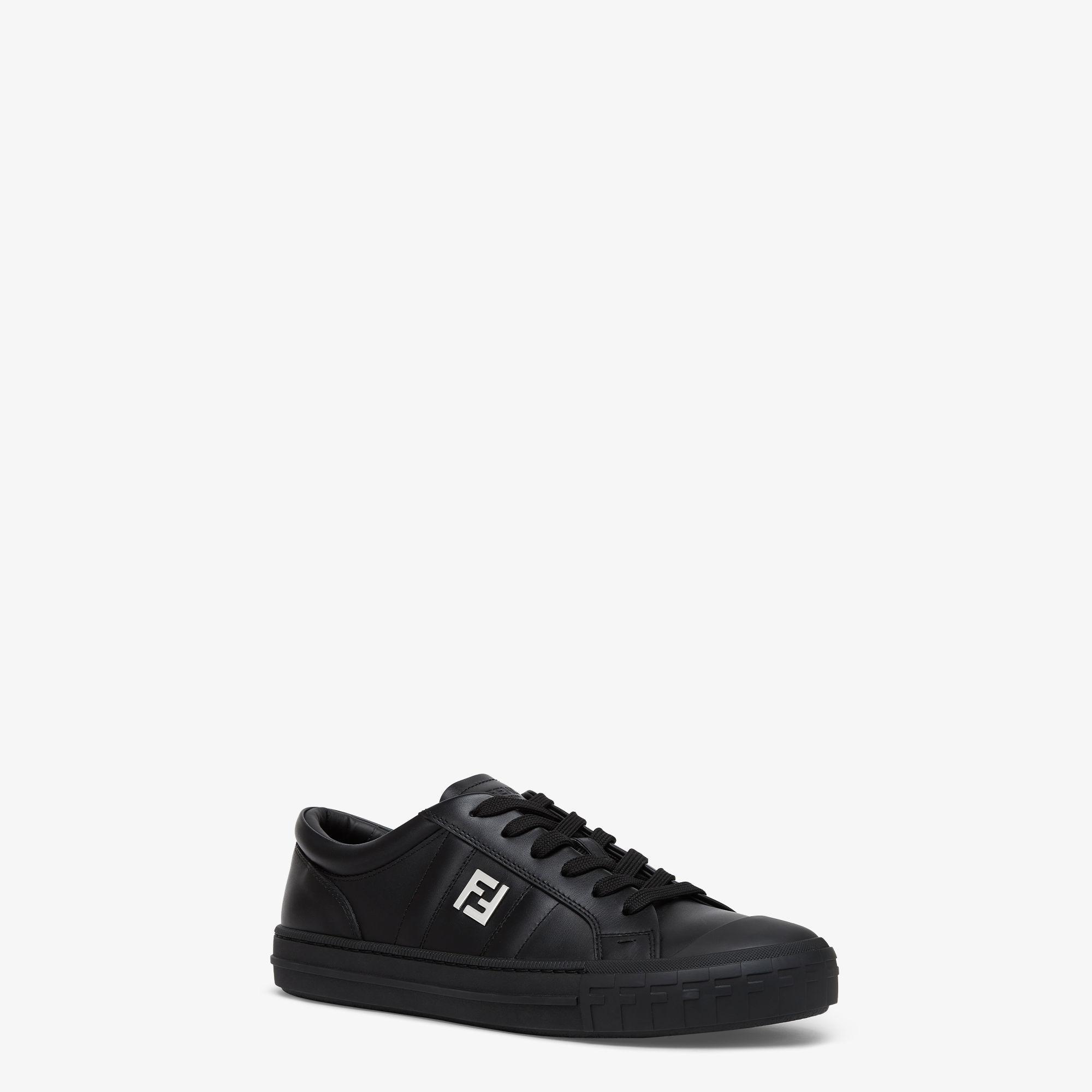 Domino sneakersBlack leather low-tops Product Image