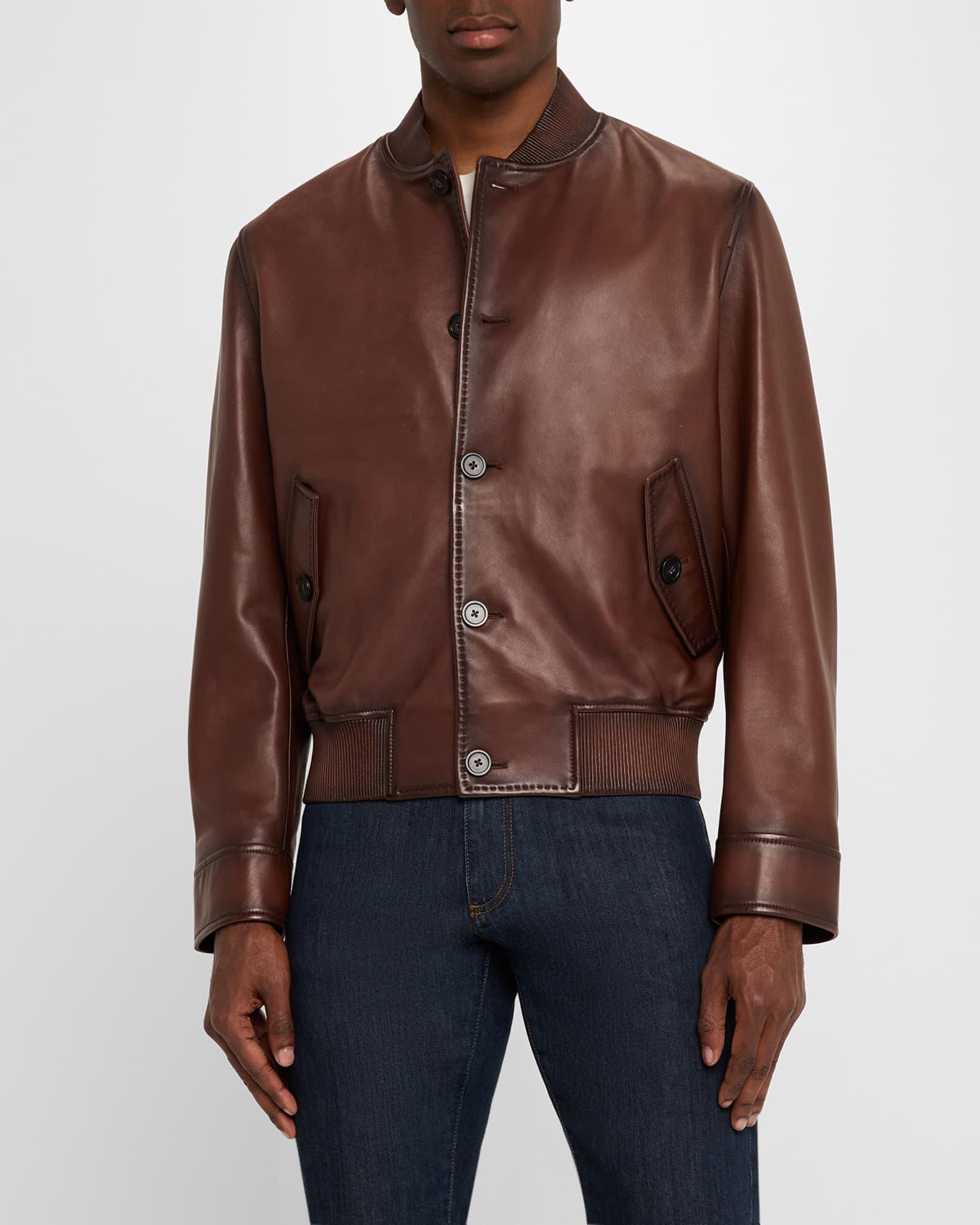Men's Napa Leather Bomber Jacket Product Image