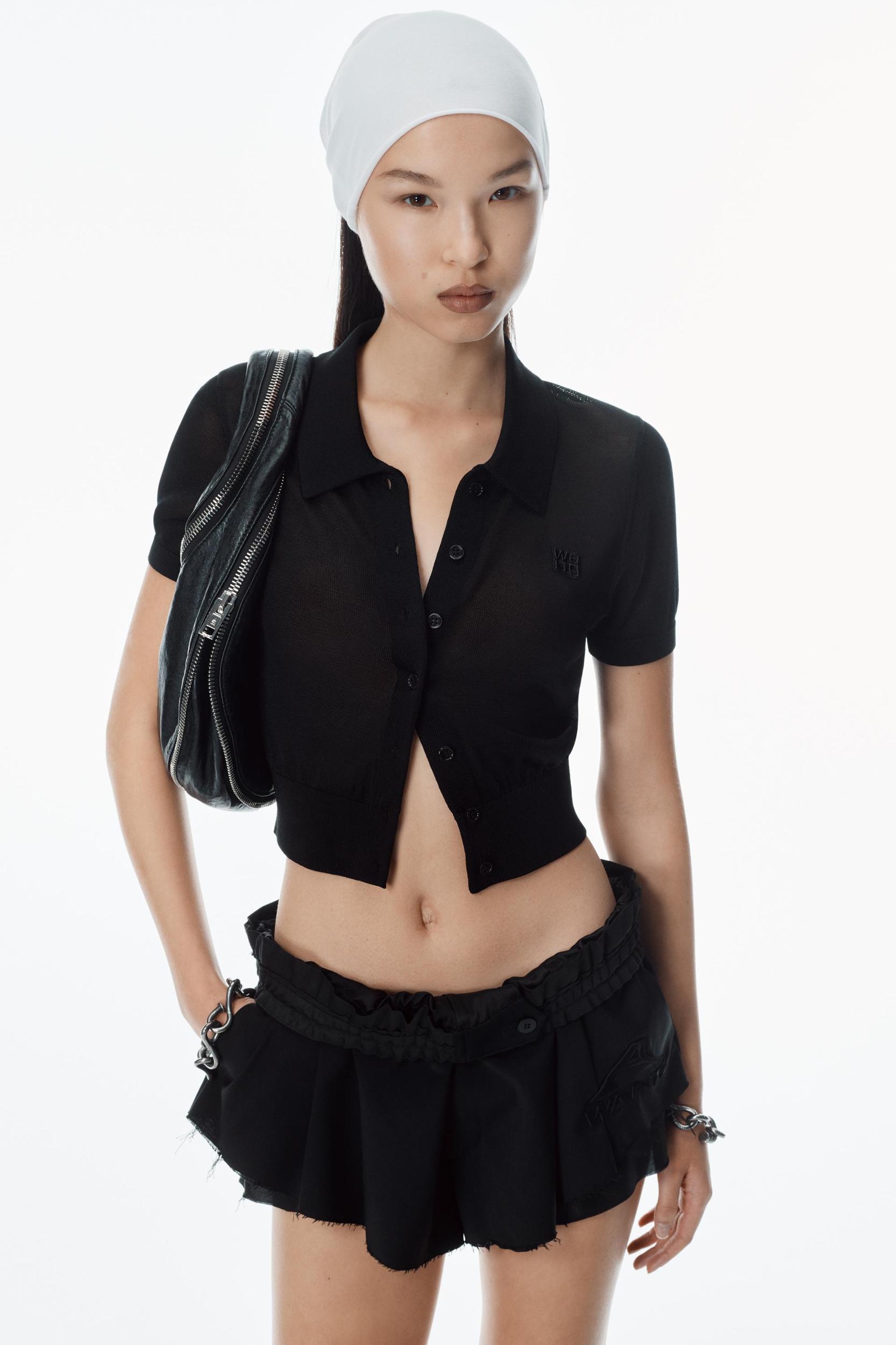 Logo Embroidered Polo Cardigan In Viscose Product Image