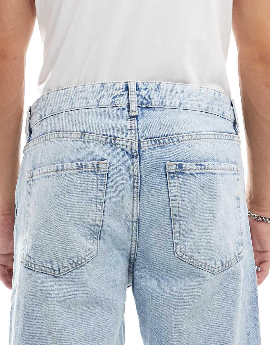 Bershka straight vintage jeans in light blue  Product Image