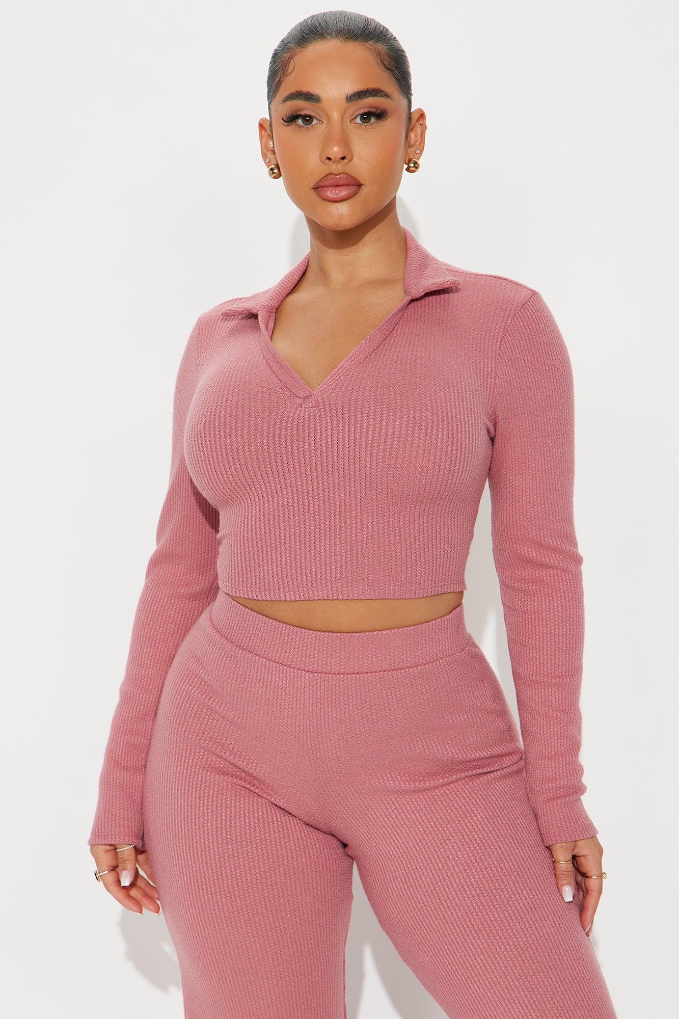 Off The Clock Cozy Pant Set - Mauve Product Image