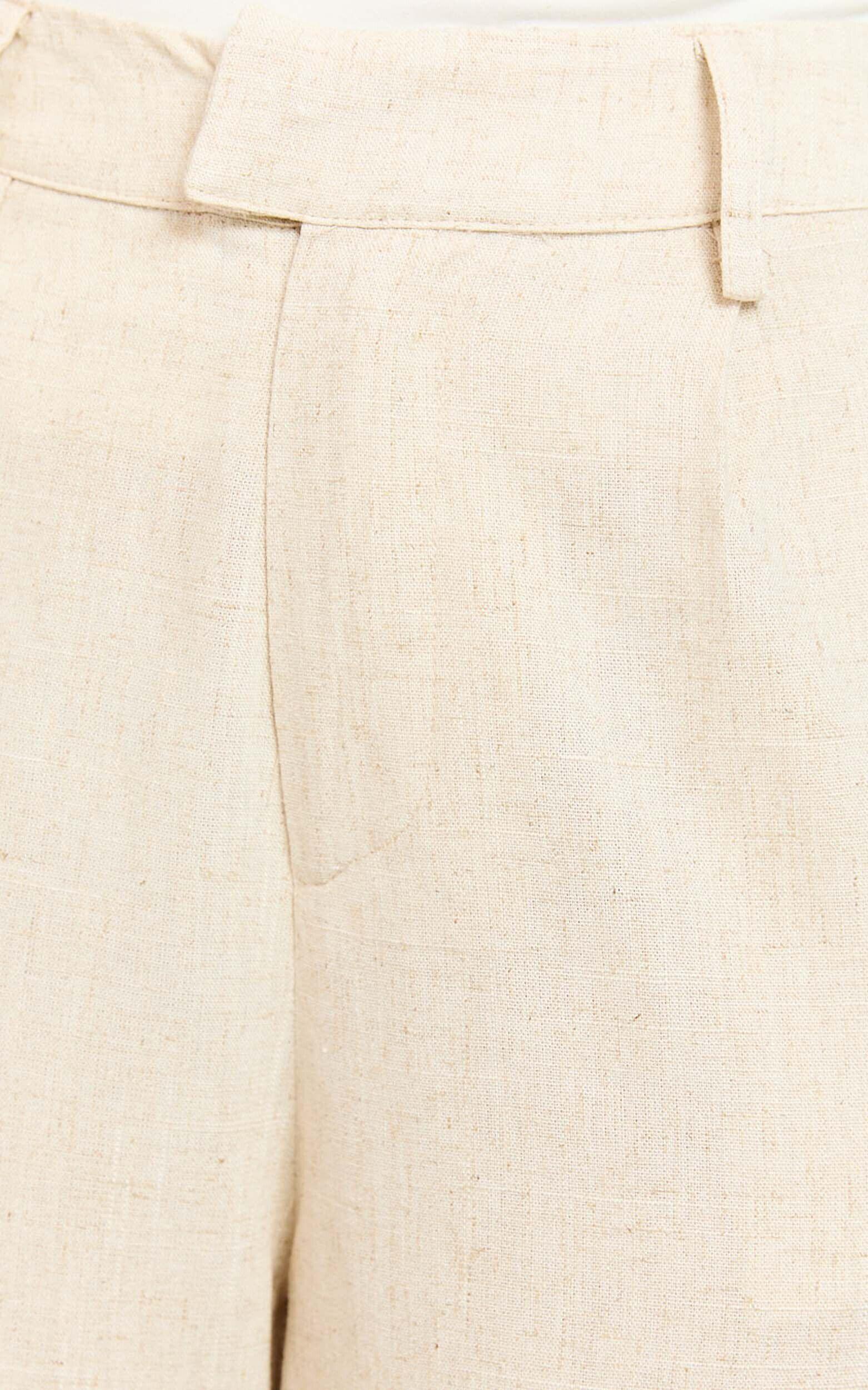 Nate Pants - Mid Waist Tailored Linen Pants in Natural Product Image