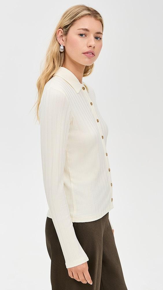 Vince Rib Collared Button Up | Shopbop Product Image