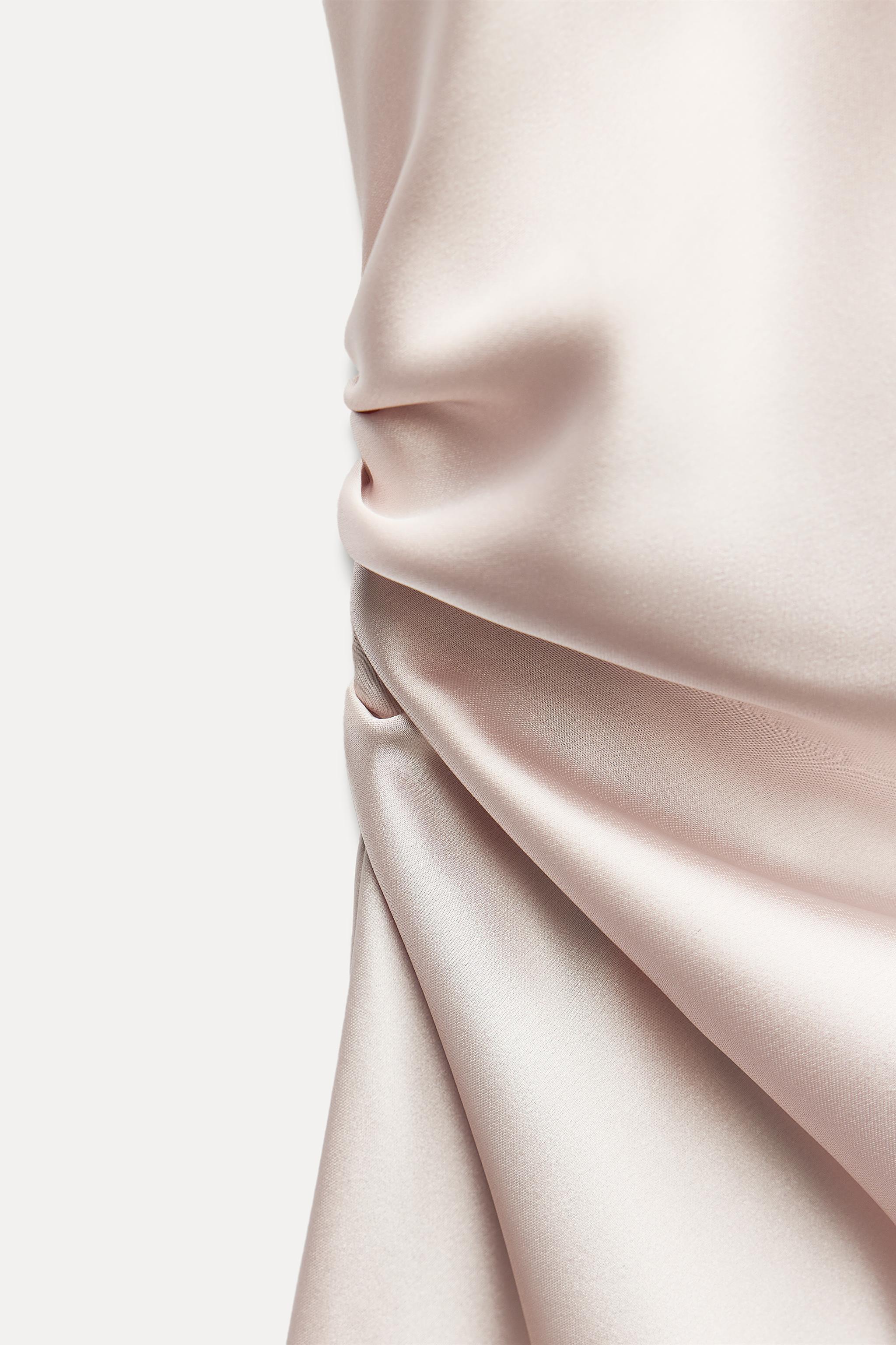 RUCHED SATIN EFFECT MIDI DRESS Product Image