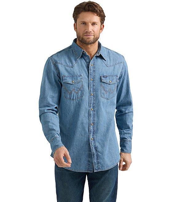 Wrangler® Long Sleeve Denim Western Shirt Product Image