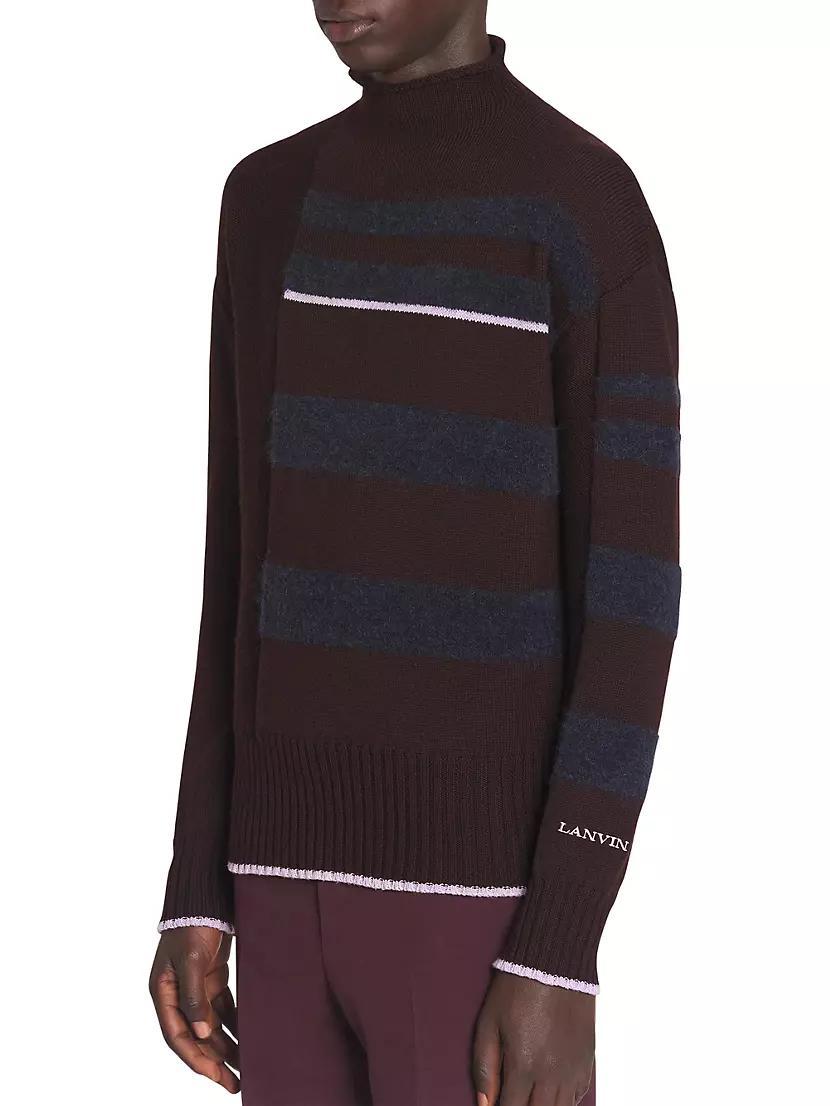 Mens Striped Mock Turtleneck Sweater Product Image