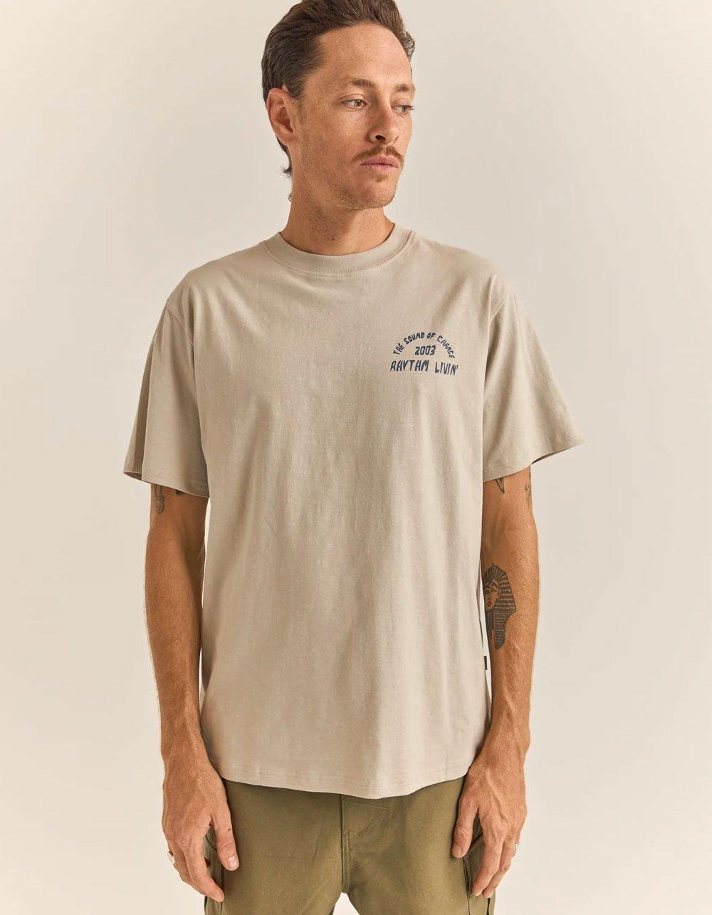 RHYTHM Down Under Slub Mens Tee - STONE Product Image
