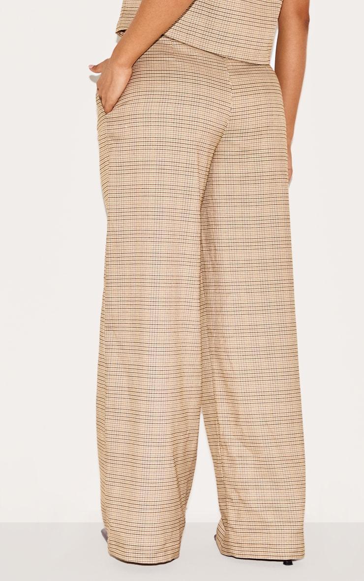 Petite Brown Checked Wide Leg Pants Product Image